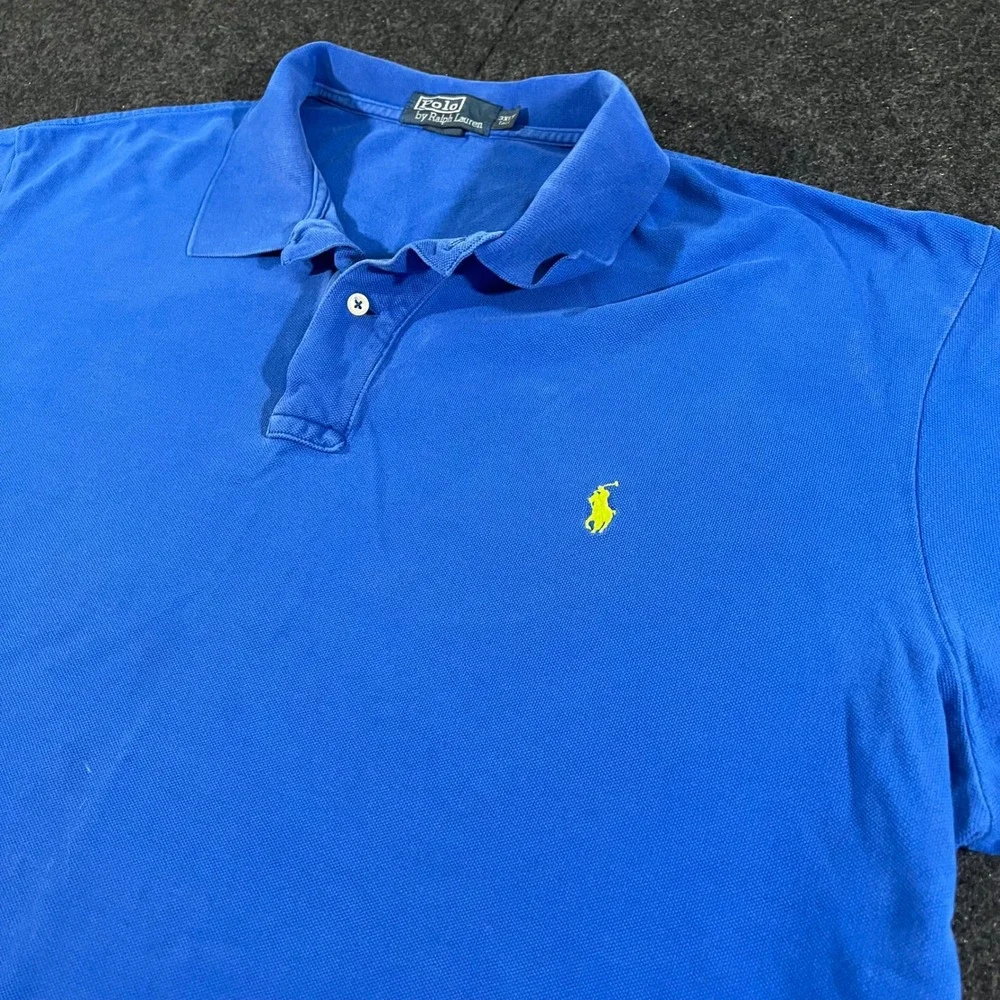 Polo Ralph Lauren Shirt Mens 3XLT Blue Short Sleeve Pony Logo Pique Polo Classic